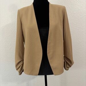 Nine West Women's Brown Blazer Open Front Fuchsia Long Sleeve Size S